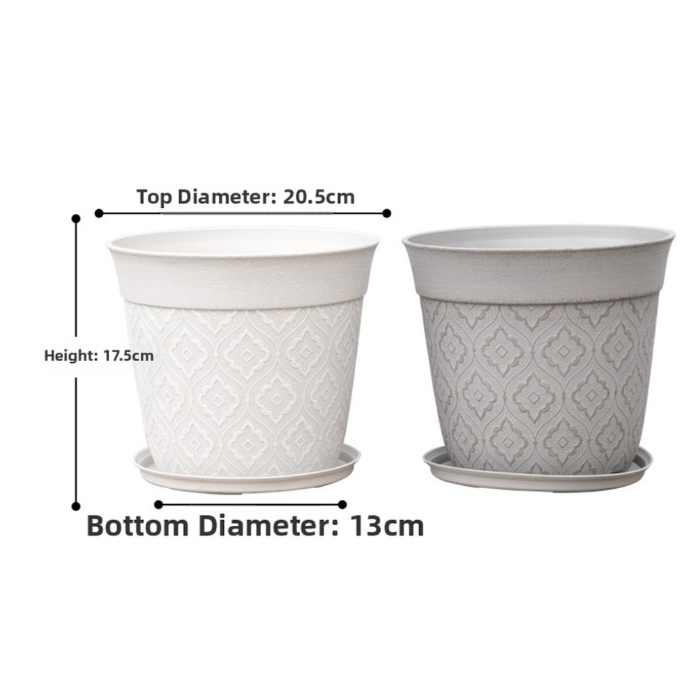 Echeveria Succulent - 8インチの排水穴と受け皿付き植木鉢、北欧スタイルのプラスチック製多肉植物用植木鉢、屋外/屋内用植木鉢 ﻿