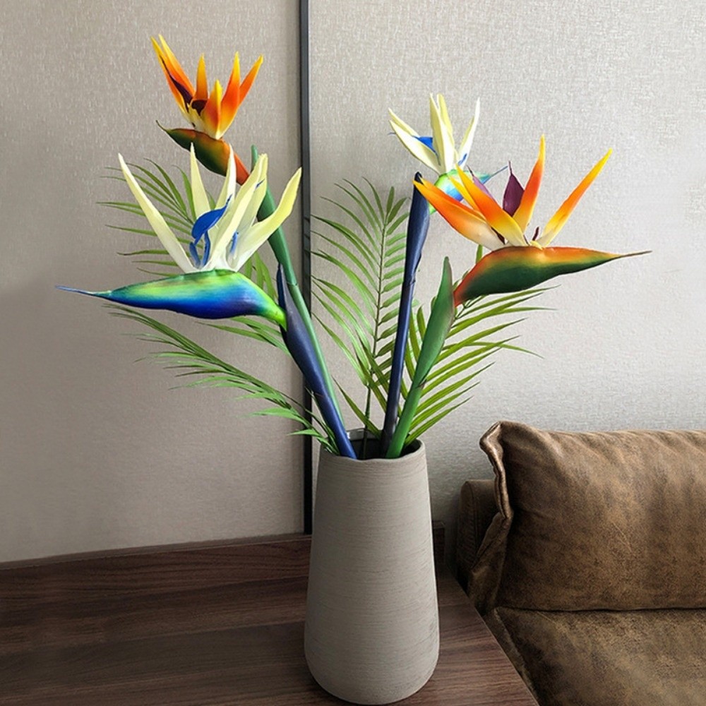 Bird Paradise Strelitzia - 長い茎の人工極楽鳥花、リアルな装飾用フェイク植物、DIY人工ストレリチアの花