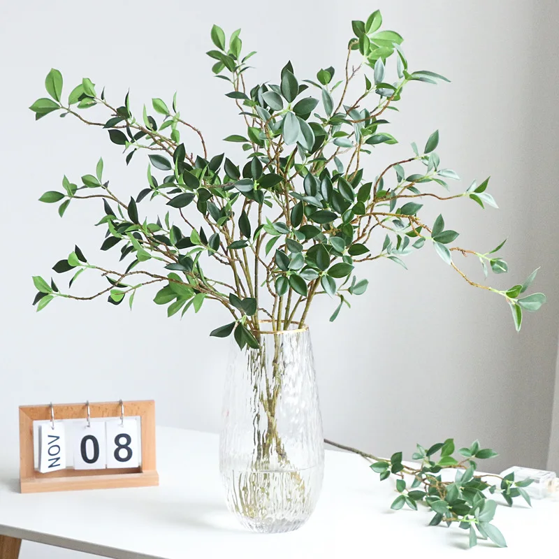 Ficus Lyrata Tree - 人工 Tenuifolia フィカスの木の枝偽の葉の花の家の装飾長枝ホーム結婚式の装飾 Plantas Artificiales