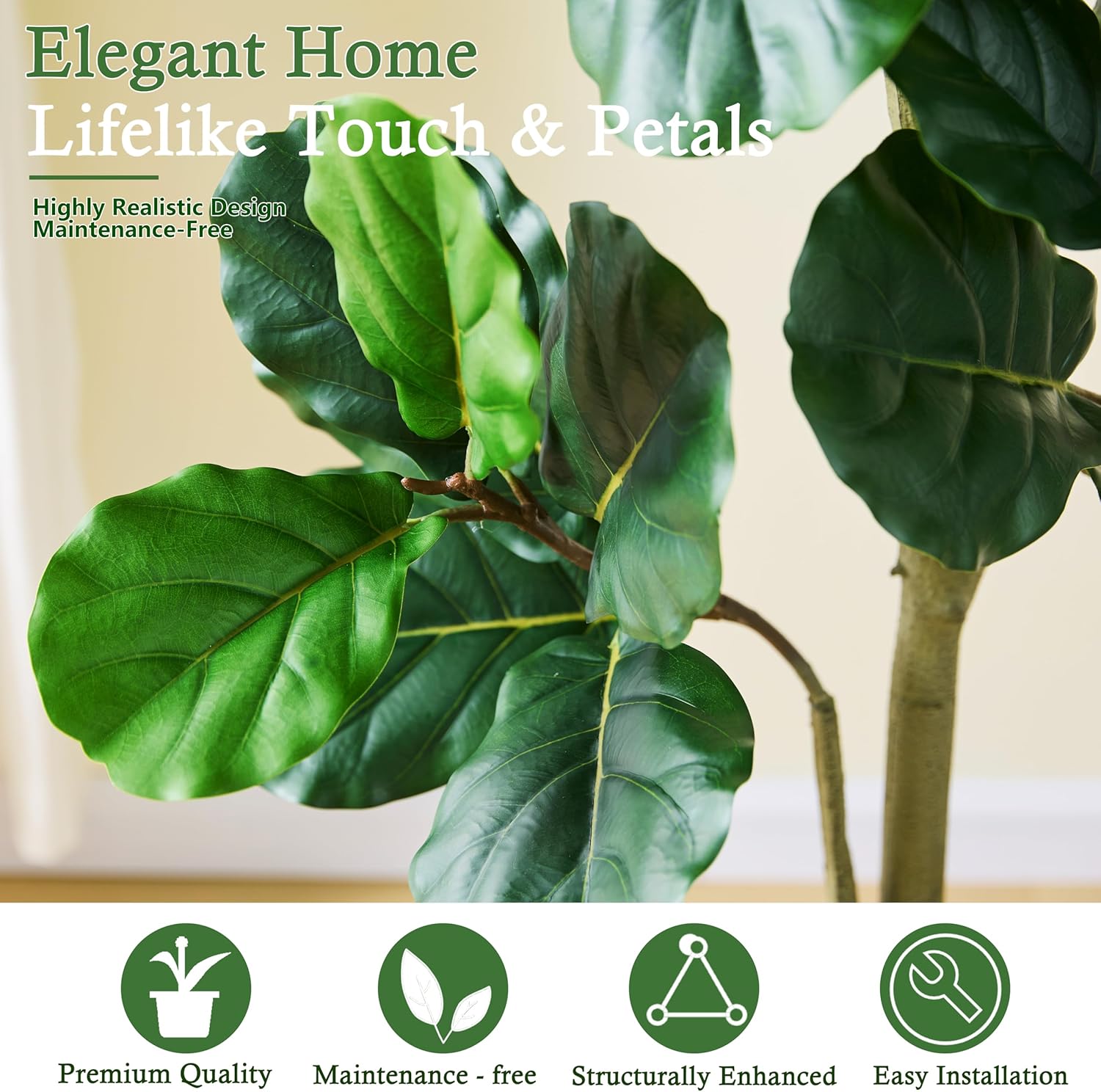 135cmの人工フィドルリーフフィグツリー、プレミアムフェイ - Ficus Lyrata Tree のレビューと価格