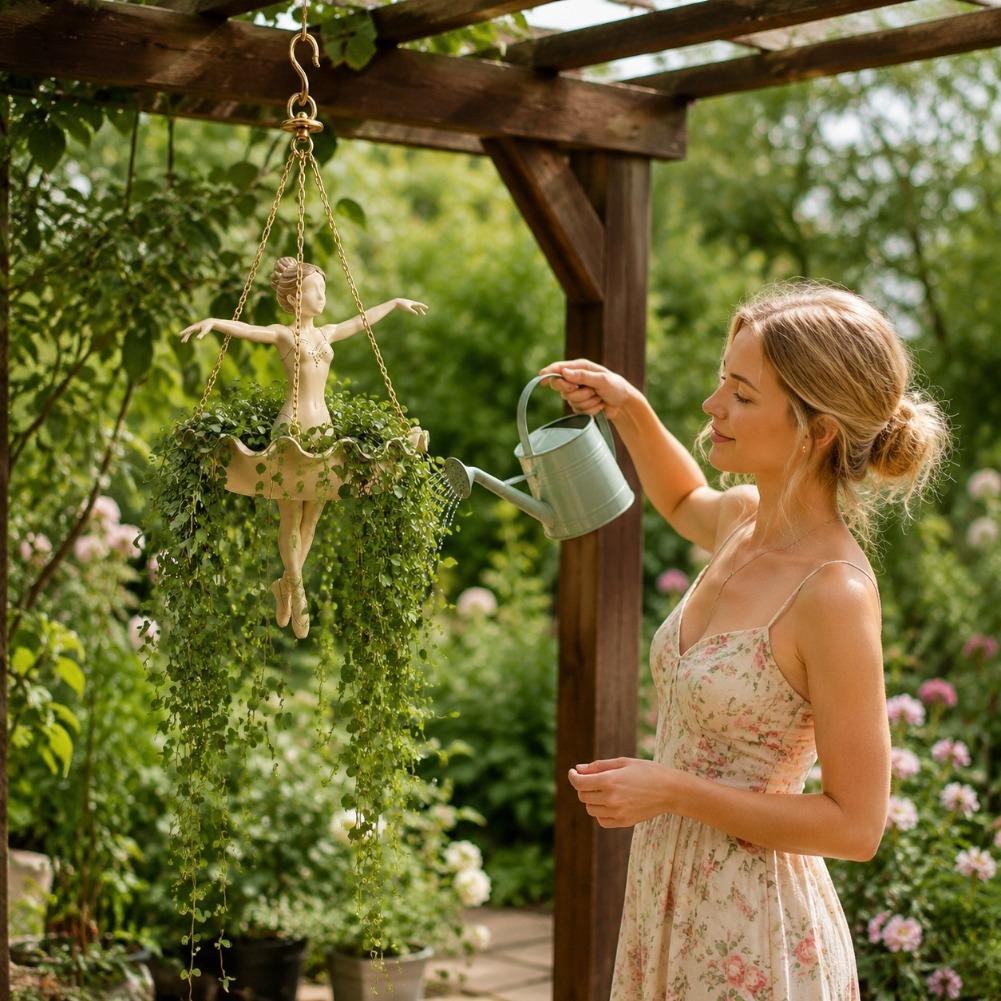 樹脂製バレリーナハンギングプランター、花瓶型の装飾的な植木鉢 - Echeveria Succulent のレビューと価格
