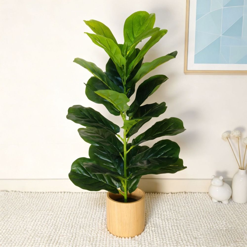 緑色のプラスチック製人工フィカスツリー 大型 23枚の葉 大 - Ficus Lyrata Tree のレビューと価格