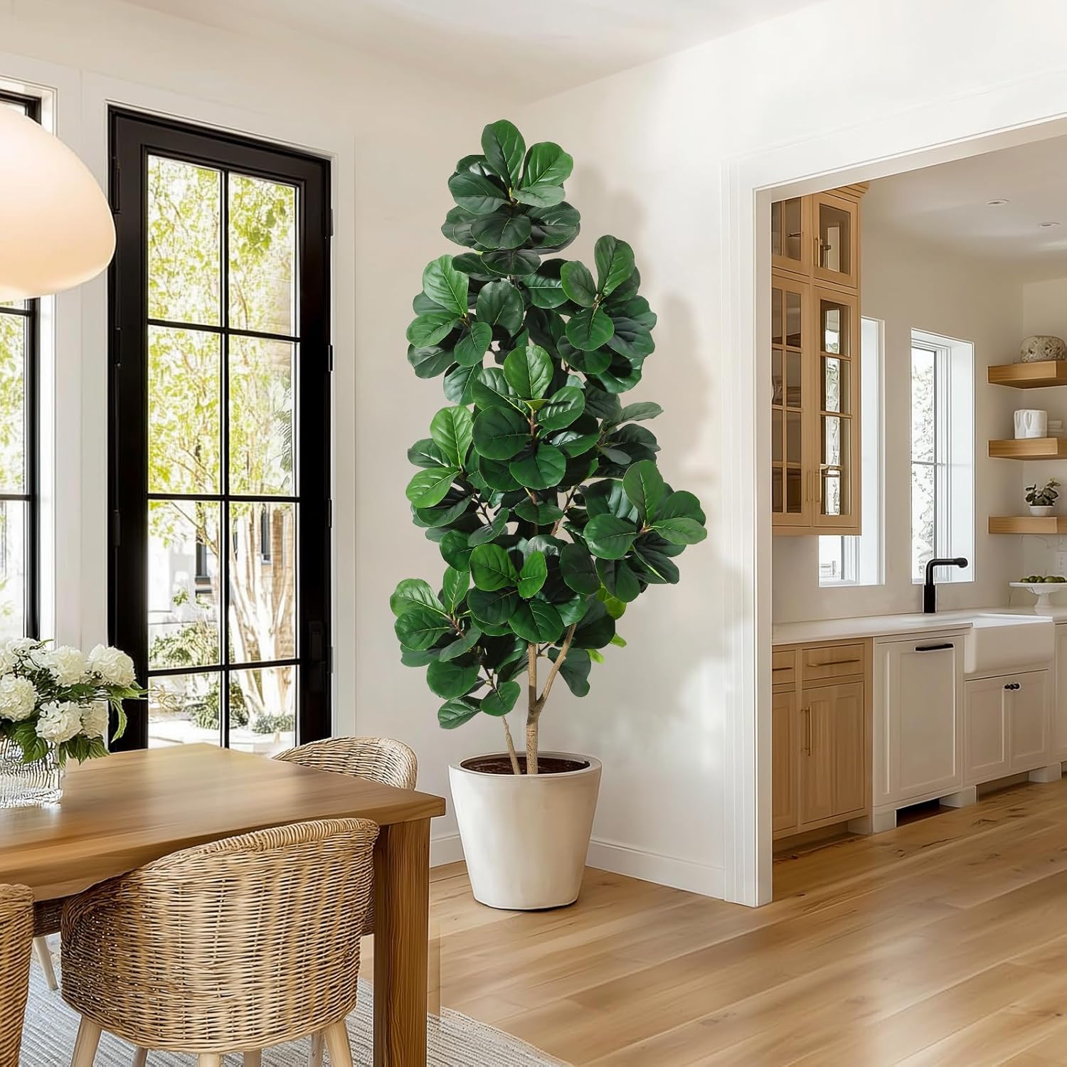 4～7フィートのフィドルリーフフィグツリー人工樹木、リアルな - Ficus Lyrata Tree のレビューと価格