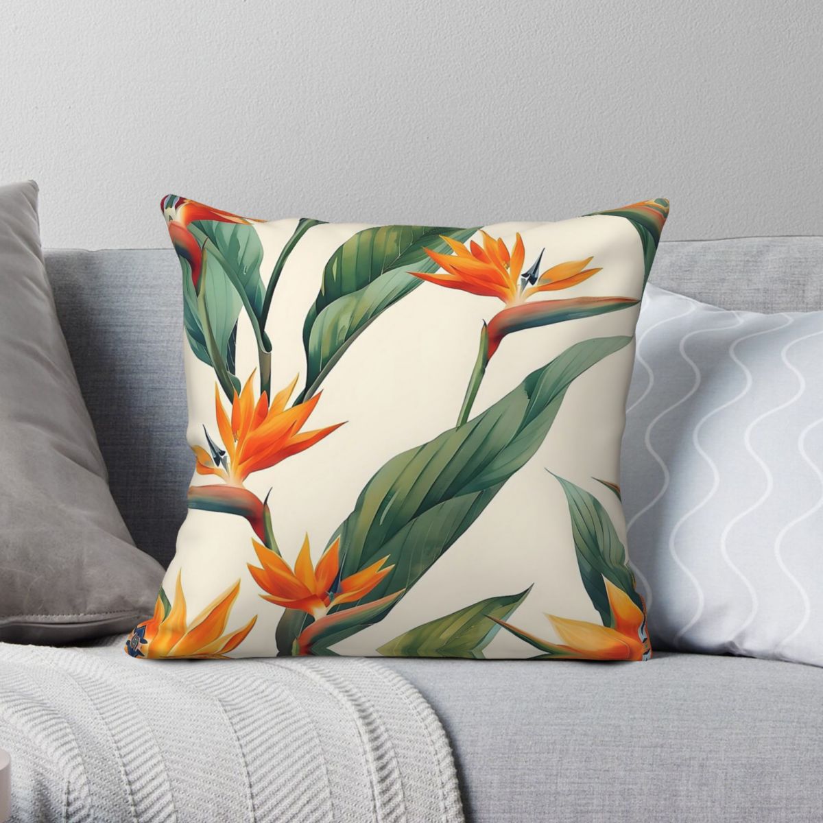 極楽鳥ストレリチア正方形枕カバーポリエステルリネンベルベット - Bird Paradise Strelitzia のレビューと価格