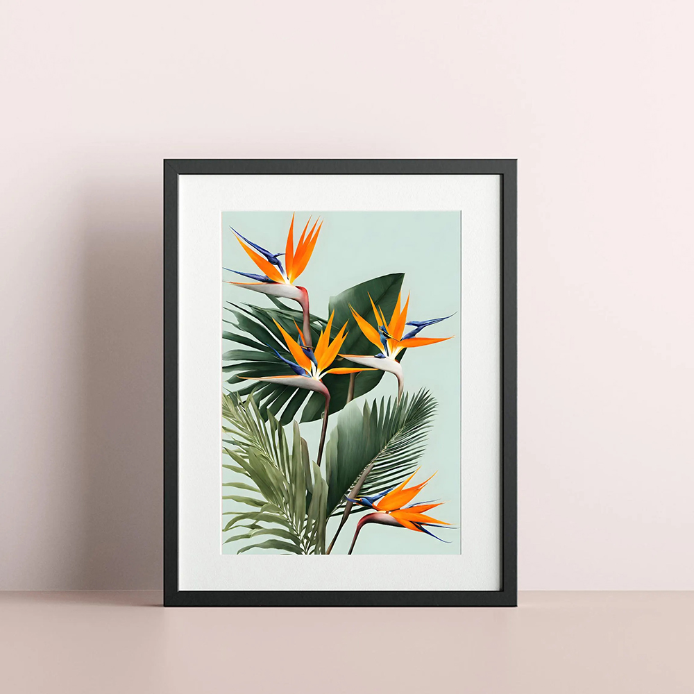極楽鳥のウォールアート、ストレリチアの花のモダンなボタニカル - Bird Paradise Strelitzia のレビューと価格
