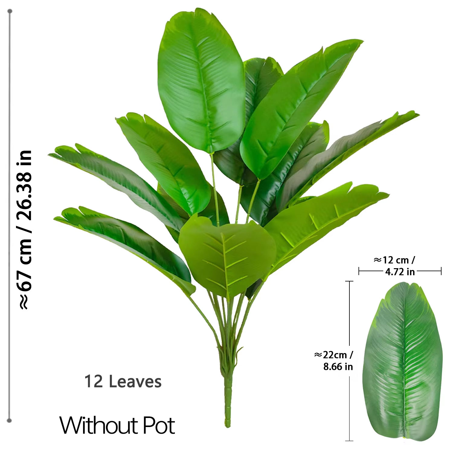 67-112cm人工植物 大型熱帯ヤシの木 フェイクバナナの - Ficus Lyrata Tree のレビューと価格