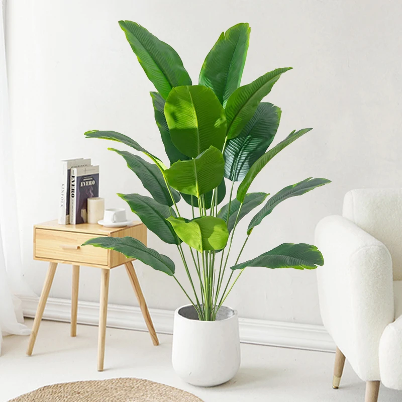 1個 人工観葉植物 大型 熱帯ヤシの木 フェイクバナナの葉  - Ficus Lyrata Tree のレビューと価格